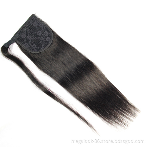 Fashion Long Straight Clip In  False Virgin Hair Ponytail HairPiece Wrap Around Hair Extension Ponytail